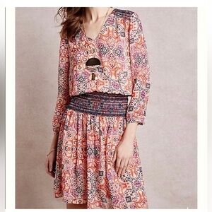 Anthropologie vanessa virginia day tripper boho long sleeve dress size XS